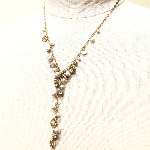 Ann Taylor Loft Pearl bead Lariat Necklace NWT 39 - Picture 6 of 7